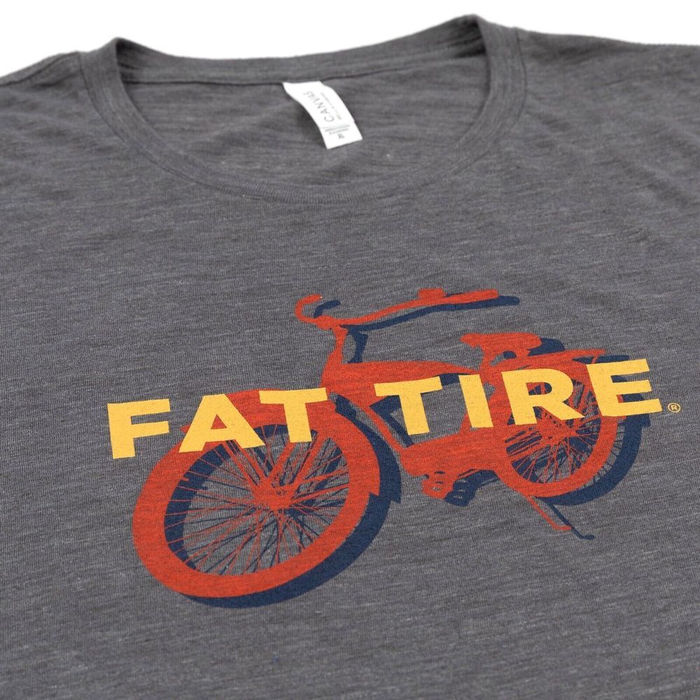 Fat Tire Ale T Shirt Bike Performance Cotton Soft Gray Casual Size XL EUC